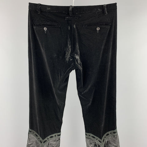 GAULTIER 2 by JEAN PAUL GAULTIER Size M Black Mixed Materials Velvet Button Fly Casual Pants