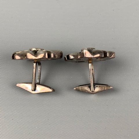 Boutons de manchette VINTAGE en argent sterling noir et argent
