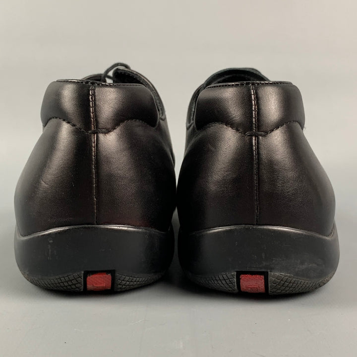 PRADA SPORT Size 6.5 Black Leather Cap Toe Lace Up Shoes