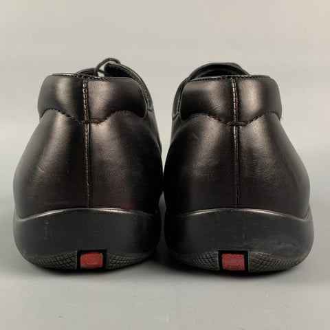 PRADA SPORT Size 6.5 Black Leather Cap Toe Lace Up Shoes