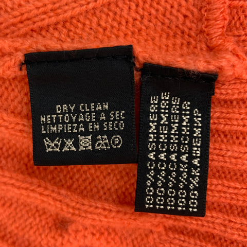 RALPH LAUREN Black Label Size S Orange Cable Knit Cashmere Pullover