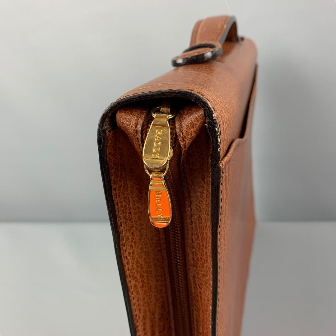 BALLY Cognac Leather 3 Ring Binder