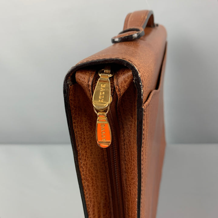 BALLY Cognac Leather 3 Ring Binder