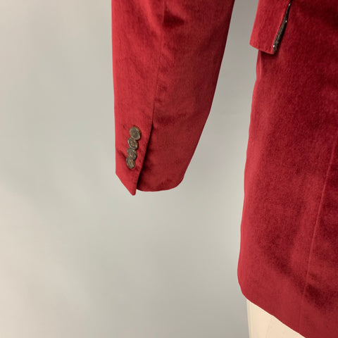 GIVENCHY Size 38 Burgundy Cotton Velvet Notch Lapel Sport Coat