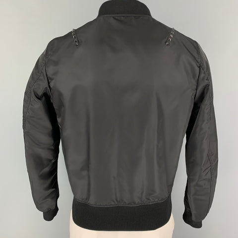 VALENTINO Taille 40 Blouson Bomber En Polyamide Clouté Noir