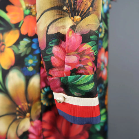 GUCCI by Alessandro Michele Size 6 / IT 42 Floral Silk Ruffled Bow Collar Dress GUCCI