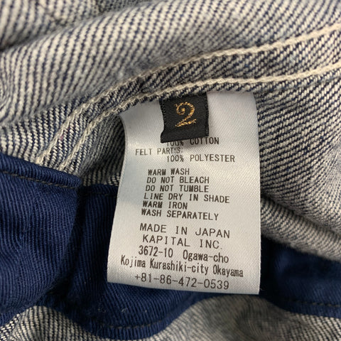 KAPITAL Size M Indigo Contrast Stitch Cotton Hooded Jacket