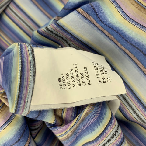 ERMENEGILDO ZEGNA Size M Lilac & Blue Stripe Cotton Button Down Long Sleeve Shirt