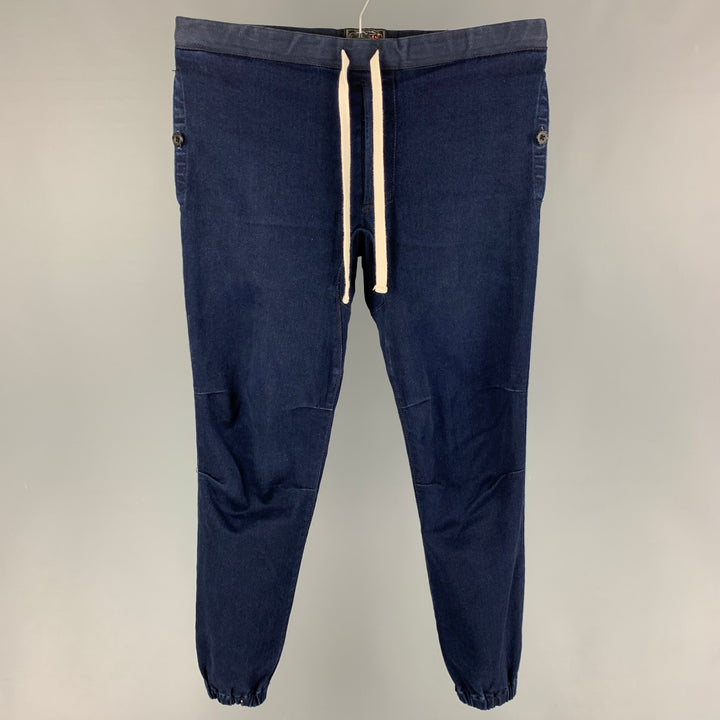 BEAMS Size M Blue Cotton Blend Joggers Casual Pants