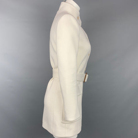 SAINT LAURENT SS 2021 Taille 4 Veste militaire ceinturée en mélange de laine crème