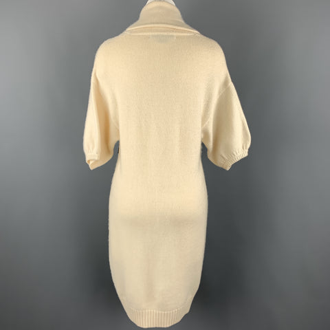 RALPH LAUREN M Cream Cashmere Blend Shawl Collar Sort Sleeve Long Cardigan