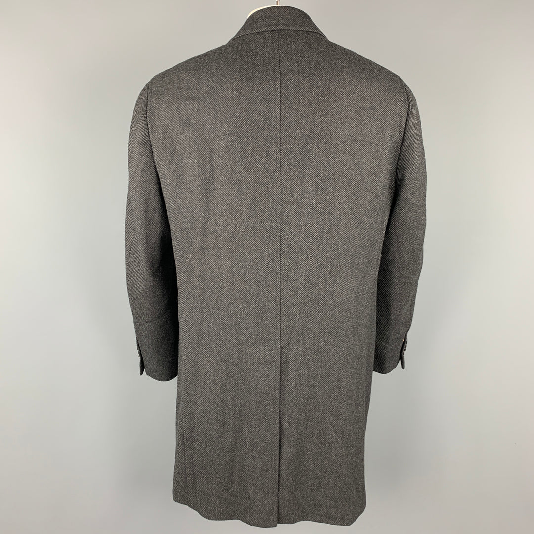 CANALI Kei Talla 46 Abrigo con solapa de muesca de lana con rayas diagonales gris y negro