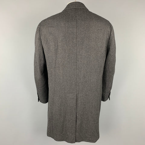 CANALI Kei Size 46 Grey & Black Diagonal Stripe Wool Notch Lapel Coat