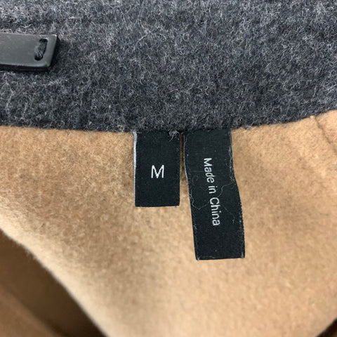 THEORY Size M Charcoal Tan Solid Wool Blend Belted Coat