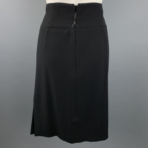 GIORGIO ARMANI Taille 8 Jupe crayon en laine crêpe noire
