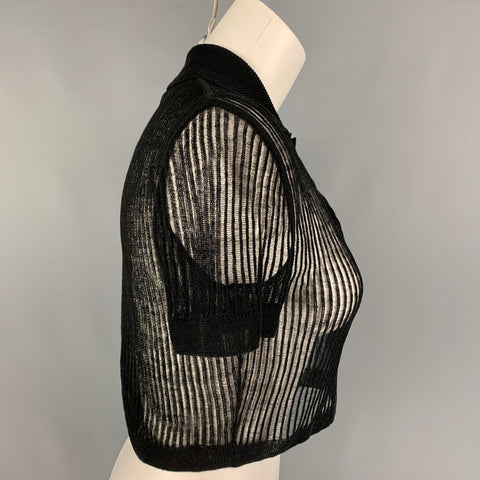 SAINT LAURENT Size S Black See Through Polo Cropped Top