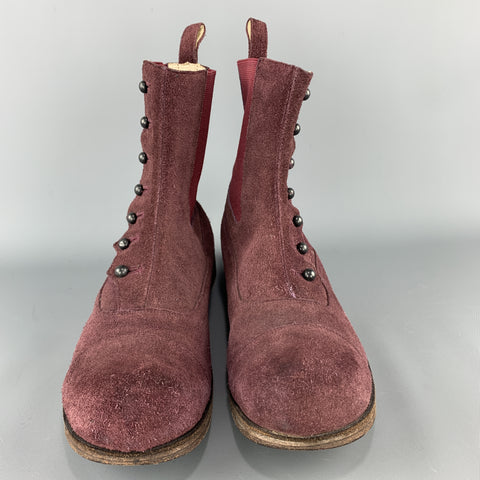 NUMBER (N)INE Size 11 Purple Side Button Chelsea  Boots