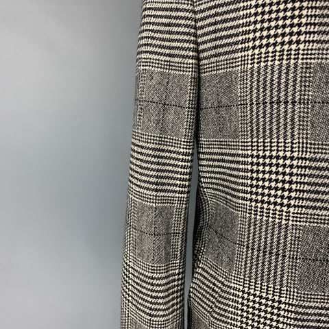 DUNHILL Size 42 Black White Plaid Wool Cashmere Car Coat