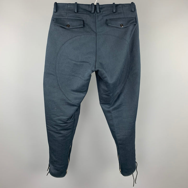 MONITALY Talla 32 Pantalones casuales tipo jodhpurs con textura azul marino