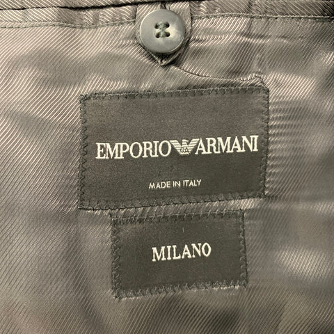 EMPORIO ARMANI Size 38 Charcoal Grey Wool Notch Lapel Sport Coat