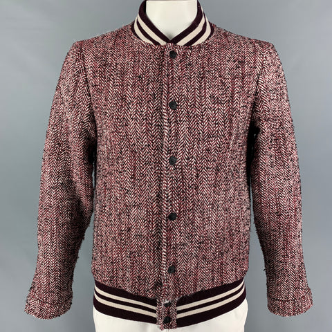 SCOTCH AND SODA Size L Red Black Wool Polyester Bomber Jacket