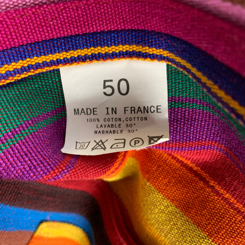 AGNES B. Size 40 Multi-Color Stripe Cotton Notch Lapel Sport Coat