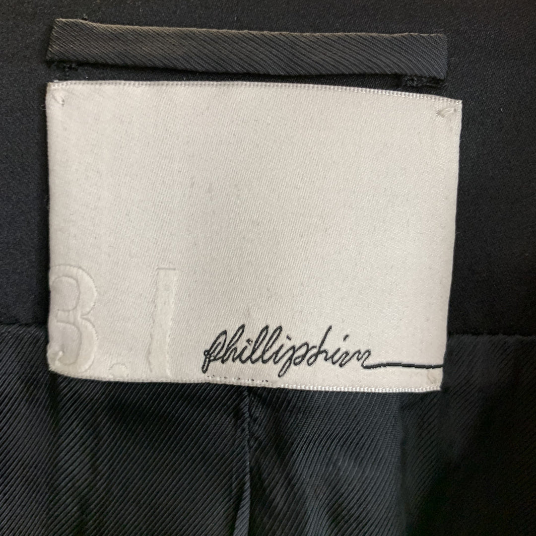 3.1 PHILLIP LIM Size XS Black Woven Tuxedo Lapel Leather Cuff Tails Jacket