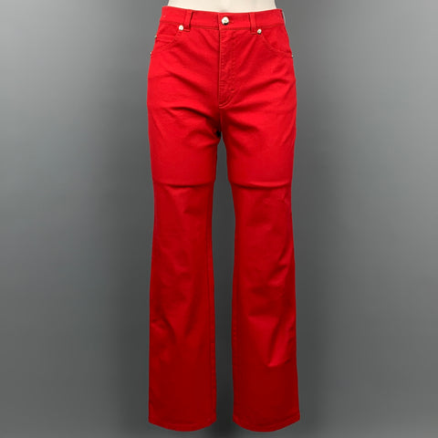 ESCADA Taille 4 Pantalon habillé en coton stretch rouge