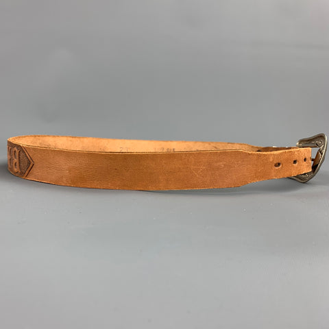 BARBARA Size 28 Tan Leather Skinny Belt