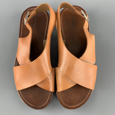 CLOSED Size 6 Tan Cross Strap Flat Sandals