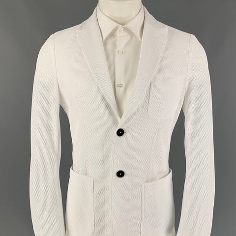GIORGIO ARMANI Size 38 White Honeycomb Polyamide Sport Coat