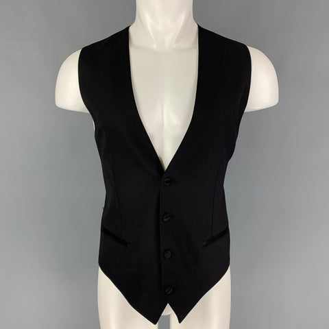 DOLCE & GABBANA Size 42 Black Cotton Blend Buttoned Vest