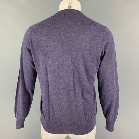 BRUNELLO CUCINELLI Size S Purple Grey Cashmere Silk V-Neck Sweater