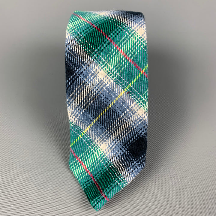 GITMAN BROS Green Plaid Cotton Tie