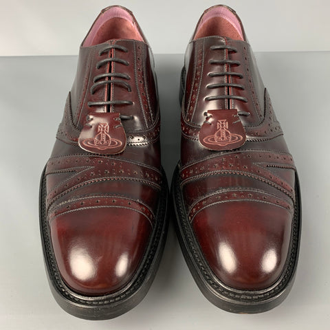 VIVIENNE WESTWOOD Taille 11 Chaussures à lacets en cuir antique bordeaux