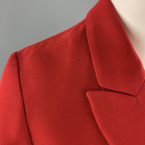 VALENTINO Size 2 Red Silk Wool Peak Lapel Blazer