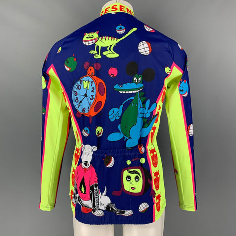 WALTER VAN BEIRENDONCK FW21 Size L Blue Graphic Nylon Jersey Bike Top