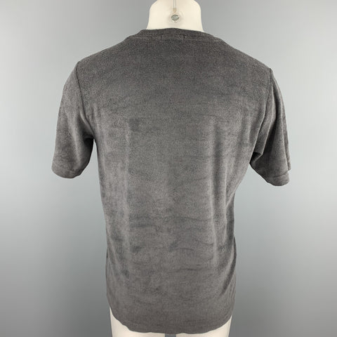 THEORY Size S Dark Gray Terry Textured Crew-Neck T-shirt