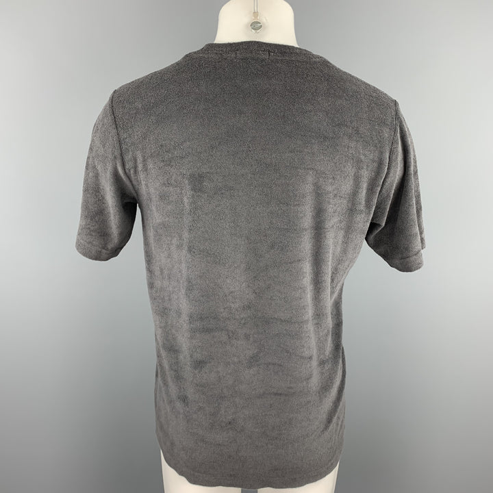THEORY Camiseta con cuello redondo y textura de rizo gris oscuro Talla S