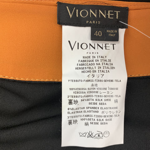 VIONNET Size 4 Black & Orange Color Block Gathered Waist Shift Dress