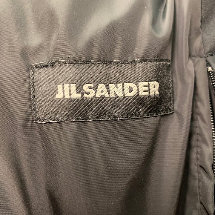 JIL SANDER Size 36 Black Solid Cotton Blend Zip & Snaps Jacket
