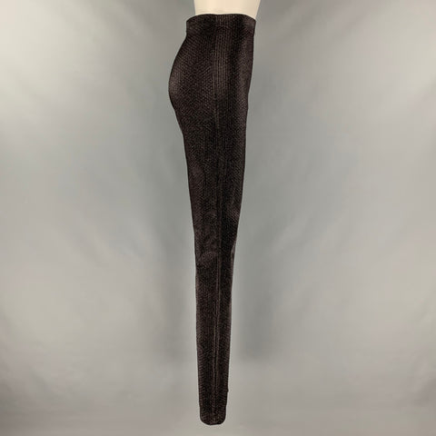AREA Taille L Pantalon décontracté en mélange de viscose noir métallisé avec fermeture éclair latérale