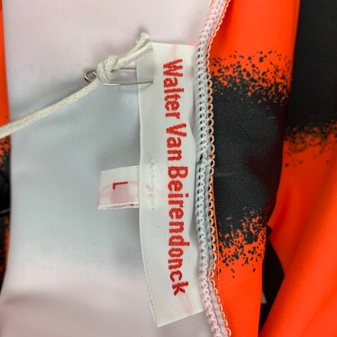 WALTER VAN BEIRENDONCK SS22 Size L Orange Graphic Nylon Jersey Bike Top