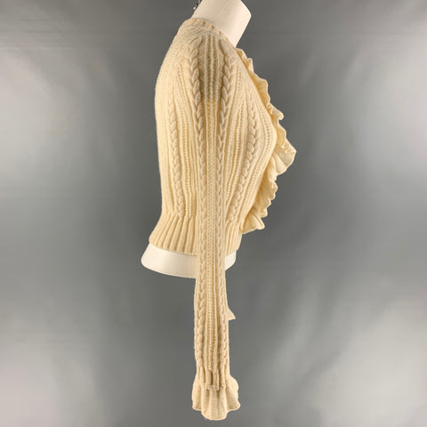PHILOSOPHY Size 4 Cream Acrylic Blend Textured Ruffle Sweater