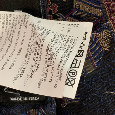 DSQUARED2 Taille 32 Pantalon habillé noir en mélange d'acétate jacquard multicolore avec braguette zippée