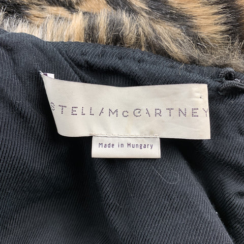 STELLA McCARTNEY Size M Black & Tan Tiger Print Faux Fur Oversized Sweater