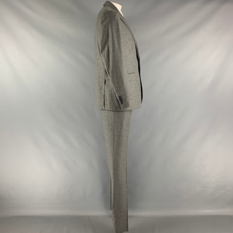 KENT & CURWEN Size 46 Grey Stripe Wool Blend Notch Lapel Suit