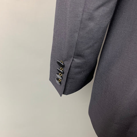 JOHN VARVATOS Size 44 Navy Wool / Mohair Peak Lapel Sport Coat