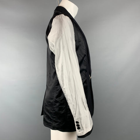 DRIES VAN NOTEN Size 38 Navy & Grey Patchwork Wool Jacket