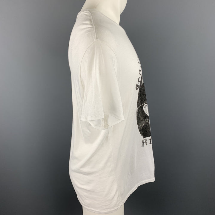 R13 Size M White Graphic Cotton Blend Crew-Neck T-shirt